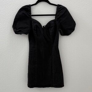 Urban outfitters Black denim sweetheart Puff Sleeve Dress
